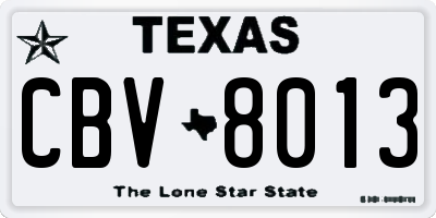 TX license plate CBV8013