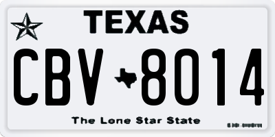 TX license plate CBV8014
