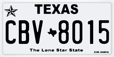 TX license plate CBV8015
