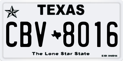 TX license plate CBV8016