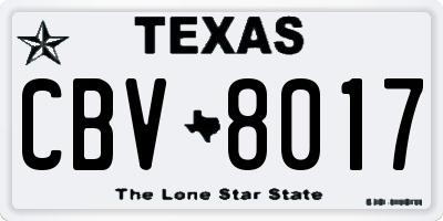 TX license plate CBV8017