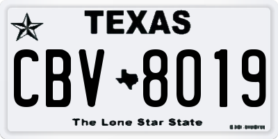 TX license plate CBV8019