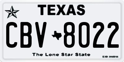 TX license plate CBV8022