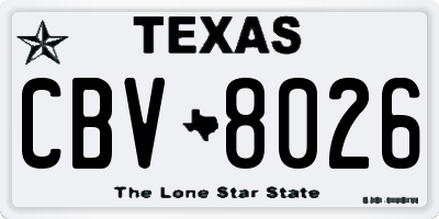 TX license plate CBV8026