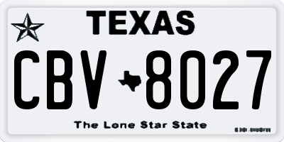 TX license plate CBV8027