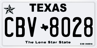 TX license plate CBV8028