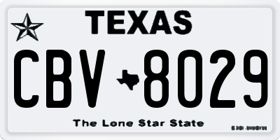 TX license plate CBV8029