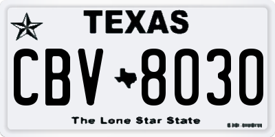TX license plate CBV8030