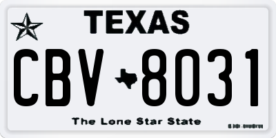 TX license plate CBV8031