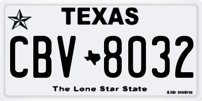 TX license plate CBV8032