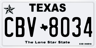 TX license plate CBV8034