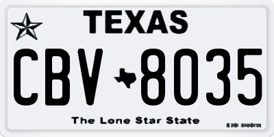 TX license plate CBV8035