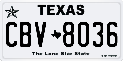 TX license plate CBV8036