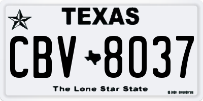 TX license plate CBV8037