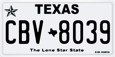 TX license plate CBV8039