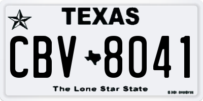 TX license plate CBV8041