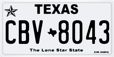 TX license plate CBV8043