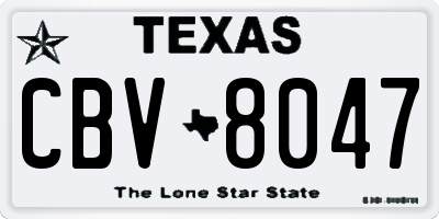 TX license plate CBV8047
