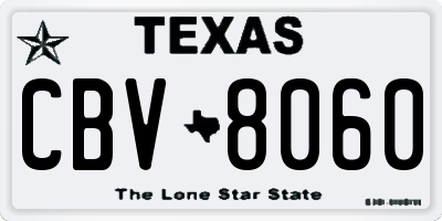 TX license plate CBV8060