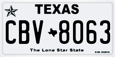 TX license plate CBV8063
