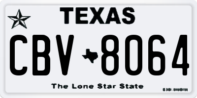 TX license plate CBV8064
