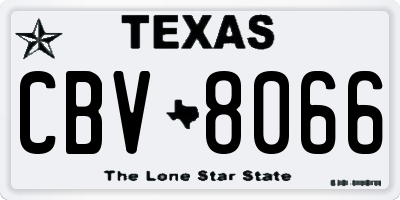 TX license plate CBV8066