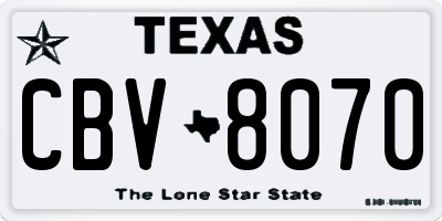 TX license plate CBV8070