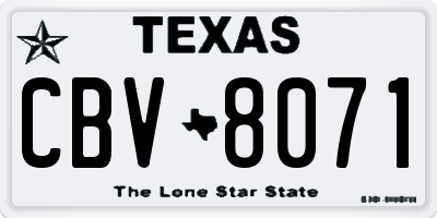 TX license plate CBV8071