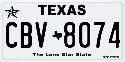 TX license plate CBV8074