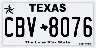 TX license plate CBV8076