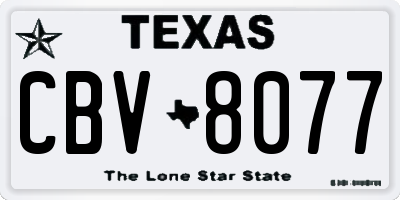 TX license plate CBV8077