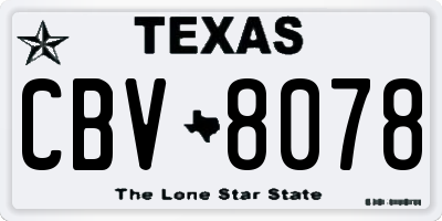 TX license plate CBV8078
