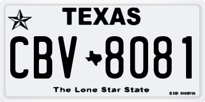 TX license plate CBV8081