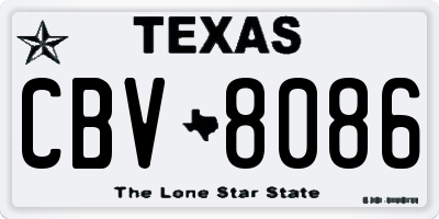 TX license plate CBV8086