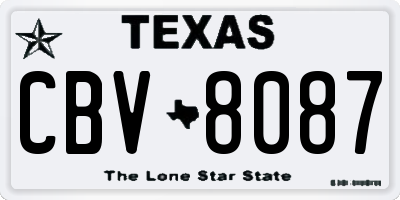 TX license plate CBV8087