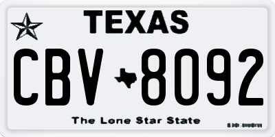 TX license plate CBV8092
