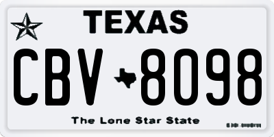 TX license plate CBV8098