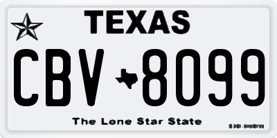 TX license plate CBV8099