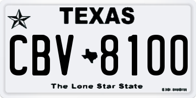 TX license plate CBV8100