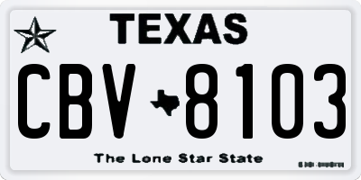 TX license plate CBV8103