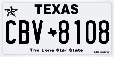 TX license plate CBV8108