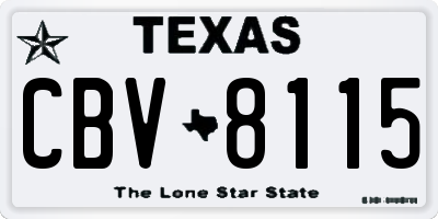 TX license plate CBV8115