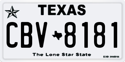 TX license plate CBV8181