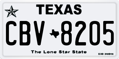 TX license plate CBV8205