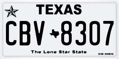 TX license plate CBV8307