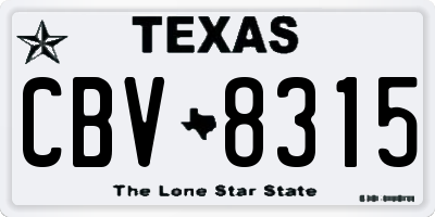 TX license plate CBV8315