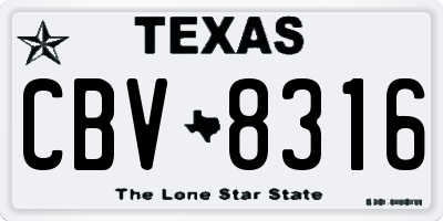 TX license plate CBV8316