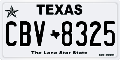 TX license plate CBV8325