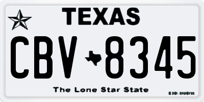 TX license plate CBV8345