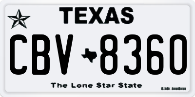 TX license plate CBV8360